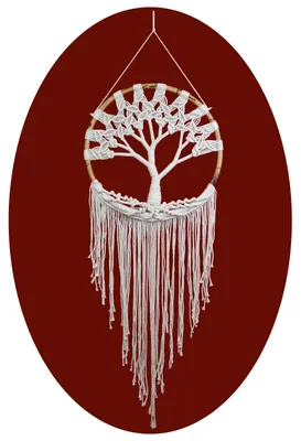 Productafbeelding van Droomvanger, levensboom, dromenvanger, windgong, cadeau, decoratie, hangend, wit, 137x55 cm