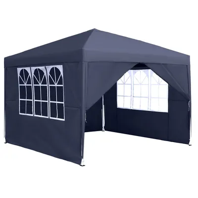 Produktbild von TRMLBE Pavillon Faltpavillon 3x3m Faltbar Gartenpavillon mit 4 Seitenteilen & Fenstern & Tragetasche Weidezelt Gartenzelt UV-Schutz, Dunkelgrau
