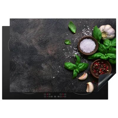 Obrázok produktu pre KitchenYeah® Kryt varnej dosky bylinky - zátišie - betón, 75x52cm, kuchynská dekorácia, keramický kryt varnej dosky, krycia doska na varnú dosku