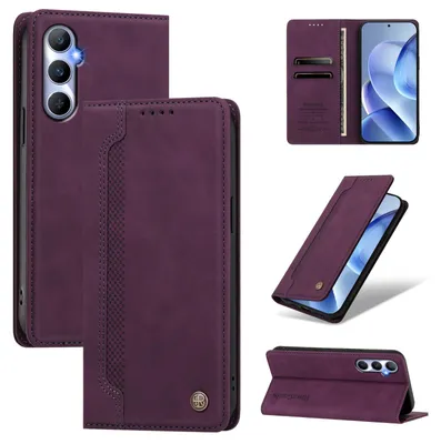 Produktbild von Handyhülle für Realme C65 4G, Leder Wallet Klapphülle mit Standfunktion, Stoßfeste Schutzhülle Lila