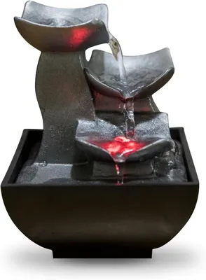 Immagine prodotto di Kamerfontein - Cascata di Binnenfontein - Creare un'atmosfera rilassante - Illuminazione LED colorata - Altezza: 18 cm - Argento