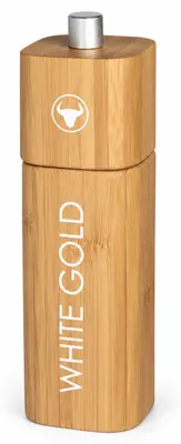 Produktbild von Salzmühle Holz 5x5x16,5cm Natur White Gold Gewürzmühle Esstisch, KI-generiertes Bild