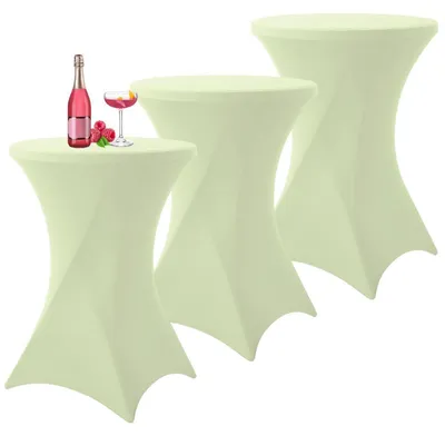 Productafbeelding van Set van 3 tafelkleeden voor statafels, saliegroen, Ø 80-85 cm, stretchstof (Elasthan)