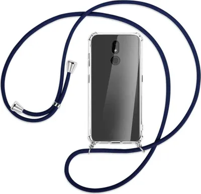Produktbild von Handykette Backcover-Schutzhülle mit Band (Metall silberfarben) für Nokia 3.2 32GB - dunkelblau