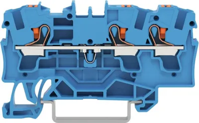 Immagine prodotto di Morsetto passante a 3 conduttori Wago con pulsante 4 mm², blu, 1 pz.