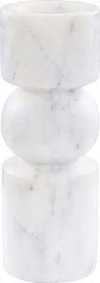 Produktbild von BELIANI Dekorativen Kerzenständer Weiß Keramik 17 cm Kurvenförmige Minimalistische Boho Kerzenhalter