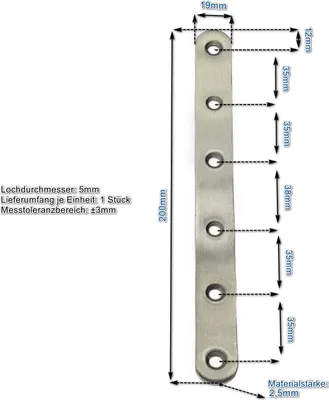 Produktbild von Edelstahl Verbinder 200x19mm Flachverbinder Lochplatte Platte Beschlag