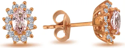 Produktbild von Vintage Style Ohrstecker Morganit Brillianten Rotgold Rosegold
