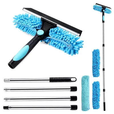 Produktbild von Fensterreinigungsset Teleskopstange Fensterwischer Set - 170 cm - Silikonabzieher - Drehbarer Kopf 180 Grad