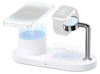Produktbild von 3-in-1-Ladestation Mag-Safe Magnetischer kabelloser Ladestaender Kompatibel mit iPhone/Watch/AirPods Universeller Telefonladehalter