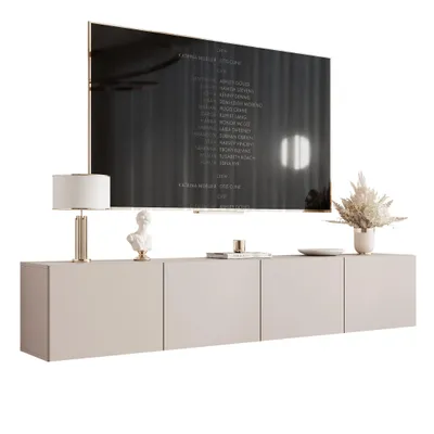 Produktbild von Idohome TV-Lowboard Angel 200 cm Kaschmir – Fernsehschrank, Wohnzimmer, TV-Schrank, Medienmöbel, Hängeschrank mit LED-Beleuchtung , Push-to-Open