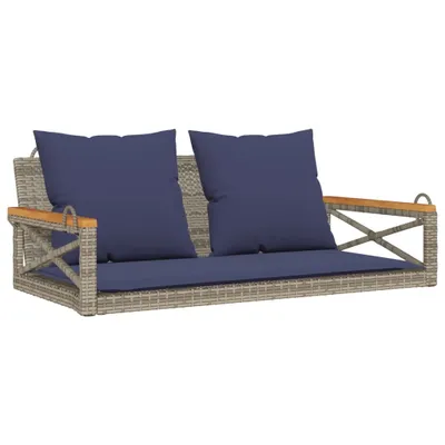Produktbild von Hängebank mit Kissen Grau 109x62x40 cm Poly Rattan