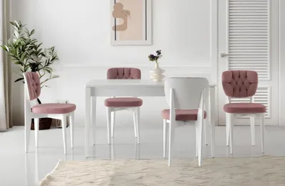 Produktbild von Esstisch Ausziehbar Essecke Essgruppe Stühle 5tlg Esszimmer Weiß Tisch