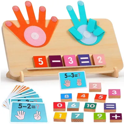 Produktbild von Montessori Zählspiel Rechenspielzeug Mathe-Lernspielzeug - 12 Zahlenblöcke - 10 Lernkarten - Fingerzählen