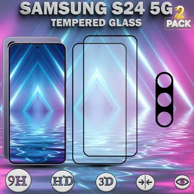 Obrázek produktu pro 2 balení ochranného krytu obrazovky SAMSUNG S24 5G a 1 balení ochranného krytu objektivu z tvrzeného skla 9H