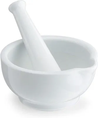Imagen del producto de Mortero de porcelana blanco, 15 cm, utensilio de cocina