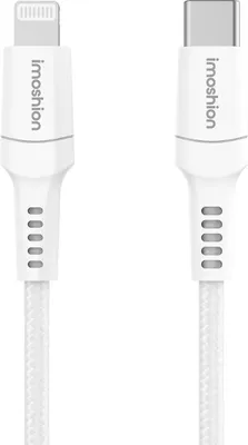 Image de Câble Lightning vers USB-C imoshion - Non-MFi - Tissu tressé - 0,5 mètre - Blanc