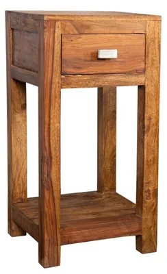Immagine prodotto di riess-ambiente tavolino in legno massiccio MAKASSAR 70cm finitura pietra sheesham marrone con vano portaoggetti