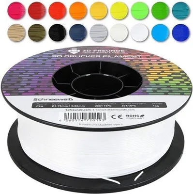 Produktbild von 3D Freundliches Filament aus PLA, 1,75 mm, 1 kg, Rolle für 3D Drucker oder Marker, verschiedene Farben, schneeweiß, 1