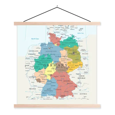 Obrázek produktu pro MuchoWow® Textilní plakát - Podrobná mapa Německa - 120x120cm - S hnědými lamelami