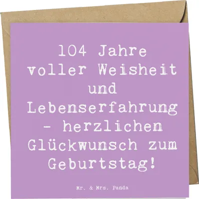 Produktbild von Mr. & Mrs. Panda Glückwunschkarte Spruch 104. Geburtstag - Lavendeltraum - Geschenk, faltkarte, Geburtstagsgeschenk, doppelkarte, Klappkarte, anlasskarte, Jubiläum, Alter