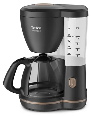 Produktbild von Tefal Includeo Filterkaffeemaschine CM5338, Filterkaffeemaschine, Gemahlener Kaffee, 1000 W, Schwarz