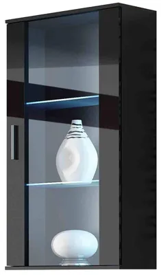 Produktbild von Hängevitrine SINDI SH2D schwarz / schwarz hochglanz