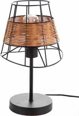 Produktbild von Nino Leuchten Tischleuchte 1-flg. ESRA Schwarz, Schirm Draht-Rattan, 51340108