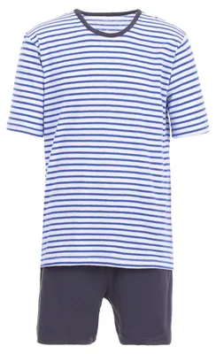 Produktbild von Pyjama Set Kurz - Gestreift, Farbe:blau, Größe:M