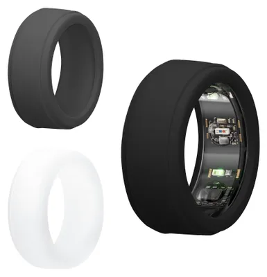 Produktbild von kwmobile 3x Smart Ring Protector kompatibel mit Oura Ring Gen 3 - M size 11 12 13 Hülle - Weiches Silikon Case - Schutzhülle in Schwarz Grau