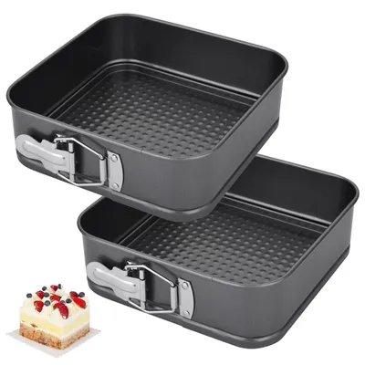 Productafbeelding van Vierkante springvorm - Met antiaanbaklaag - Bakvorm voor cakes en taarten - 20x20x6,5 cm