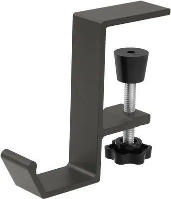 Immagine prodotto di Supporto regolabile per cuffie Unyqoos® con doppio gancio, morsetto da 1 a 4,5 cm, pieghevole fino a 11 cm – ideale per scrivanie e tavoli, cuffie da gaming e cuffie wireless