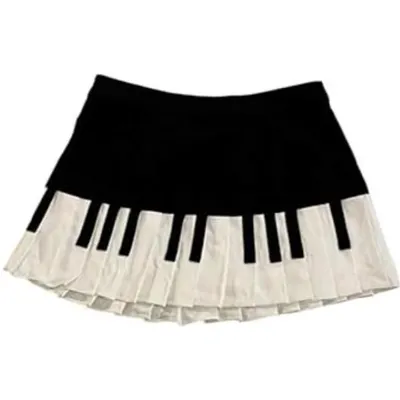 Produktbild von Harajuku Piano Rock – Y2K Streetstyle Minirock mit Klaviertasten Print – Coquette Ästhetik – Modisches A-Linien Design für Frauen – Sommer 2026