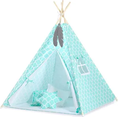 Immagine prodotto di Tenda Tipi per bambini - Tenda Tipi - leggera e portatile - 100 % cotone - con piume decorative