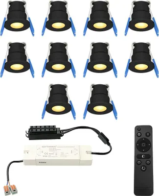 Image de HOFTRONIC - Lot de 10 spots LED encastrables 3W 12V Noir Dimmable IP65 2700K