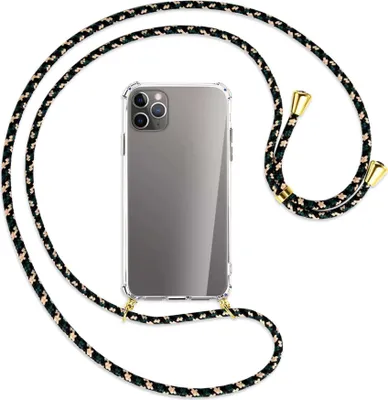 Produktbild von Handykette Backcover-Schutzhülle mit Band (Metall goldfarben) für Apple iPhone 11 Pro Max - camouflage