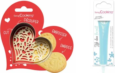 Produktbild von Herz-Relief-Keks-Set + Pastellblauer Schokoladenstift