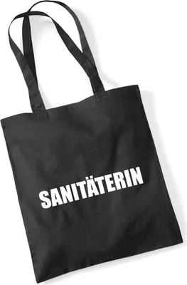 Produktbild von Huuraa Jutebeutel Sanitäterin Schriftzug 10 Liter Black Baumwolle Tasche Geschenkidee