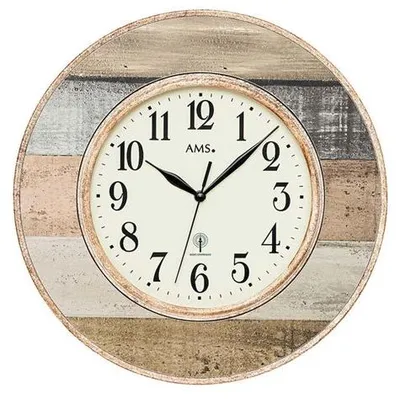 Radiografische Wandklok, rund, Holzoptik, 35 cm, Antik-Design