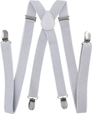 Produktbild von axy® Herren Hosenträger 2,5cm breite mit 4 Stabile Clips X-Form länge verstellbar Hochzeit-Business Outfit-Silber(mit Glitzerfäden)