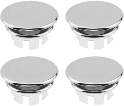 Produktbild von Set mit runden Überlaufabdeckungen für Waschbecken, 4 Stück (Silber)