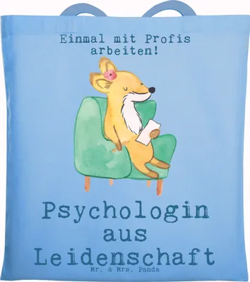 Produktbild von Mr. & Mrs. Panda Shopping Tasche Psychologin Leidenschaft - Sky Blue - Geschenk, canvas, Schultasche, Jutebeutel, Tote Bag, Uni