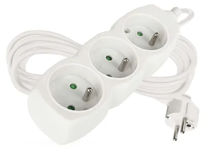 Prodlužovací kabel 5 m / 3 zásuvky / bílý / PVC / 1 mm2