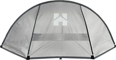 A gray outdoor whirlpool sunshade tent.