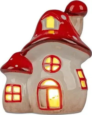 Produktbild von LED Deko Licht Pilzhaus 13cm Herbst Klassik Rot Dekoration sortiert 1 Stück