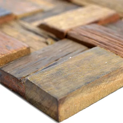 Produktbild von Holz Mosaikfliesen Bredon 3D Braun Rechteck