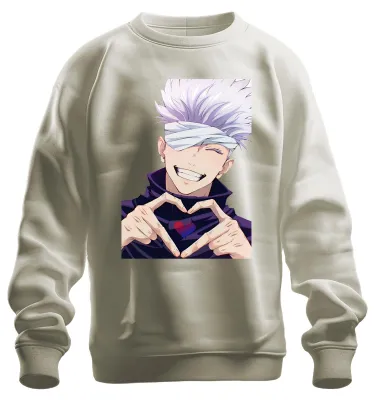 Produktbild von Jujutsu Kaisen Gojo Satoru Augenbinde Anime Ästhetik Herz Sweatshirt Pullover, Natur, XL