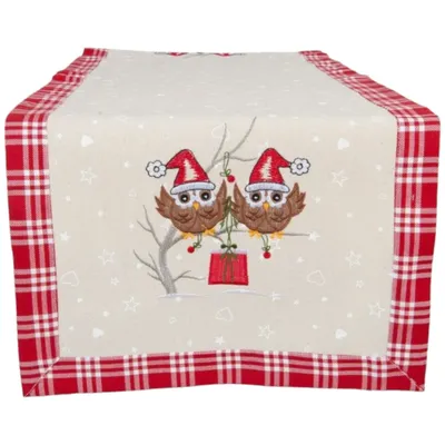 Immagine prodotto di Runner da tavola natalizio 40 x 120 cm gufi rosso/natura