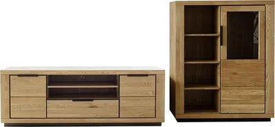 Produktbild von Wohnwand >Greno< (2-teilig) in Wildeiche - 295x142x54 (BxHxT)