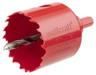 Produktbild von wolfcraft GmbH 1 Lochsäge, Einzelbild, Bohrer, Gipskarton, Nicht-eisenhaltiges Metall, Kunststoff, Sperrholz, Stahl, Holz, Rot, Bimetallisch, Hochgeschwindigkeitsstahl (HSS)